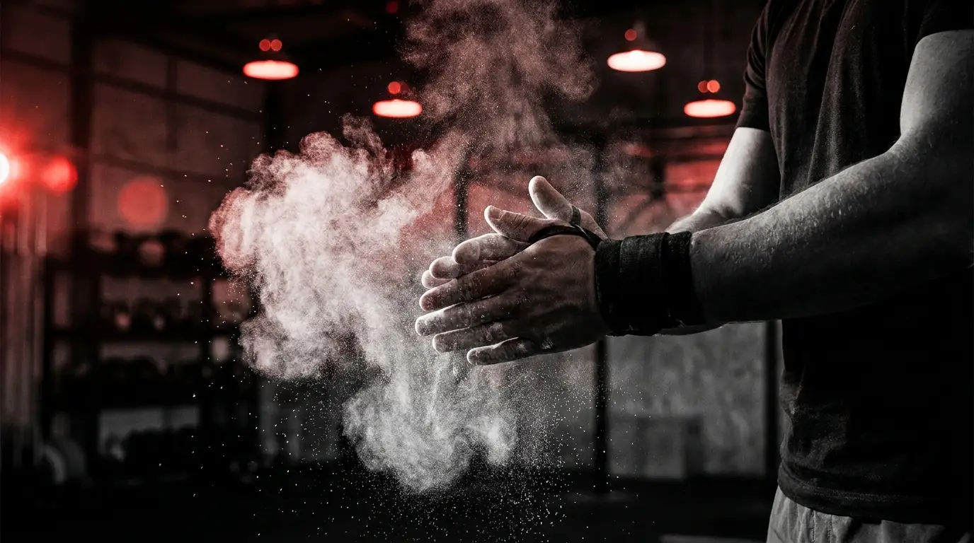 Chalked hands ready for a heavy set