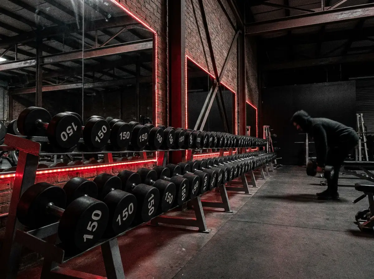 Heavy dumbbell rack area